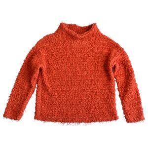 Skye's The Limit Orange Fuzzy Teddy Cowl Neck Oversized Sweater Size XS